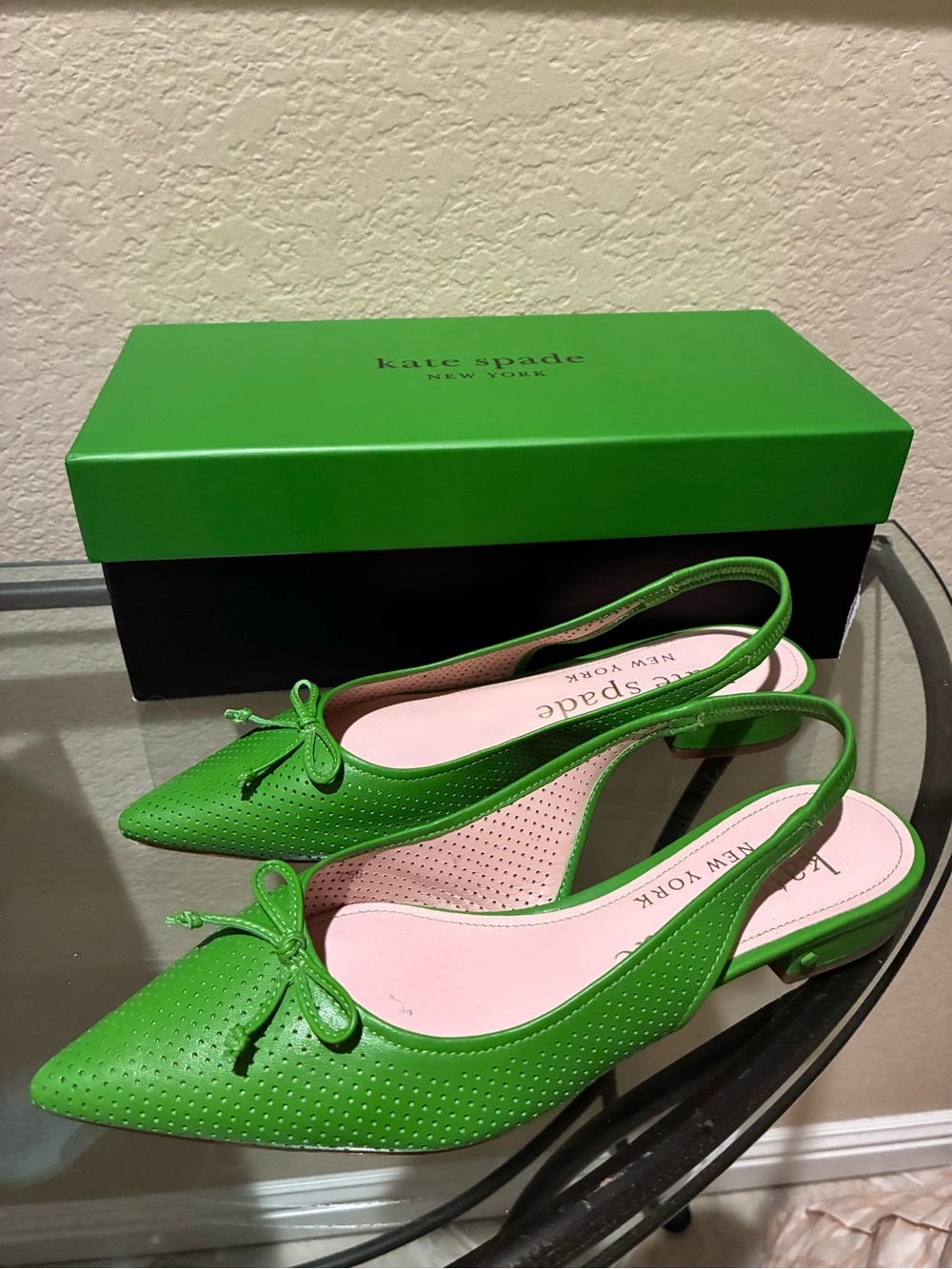 Kate Spade Veronica Green Perforated Slingback Flats